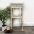 Faux Bamboo Bedside Table in Soft Cream Lime Waxed