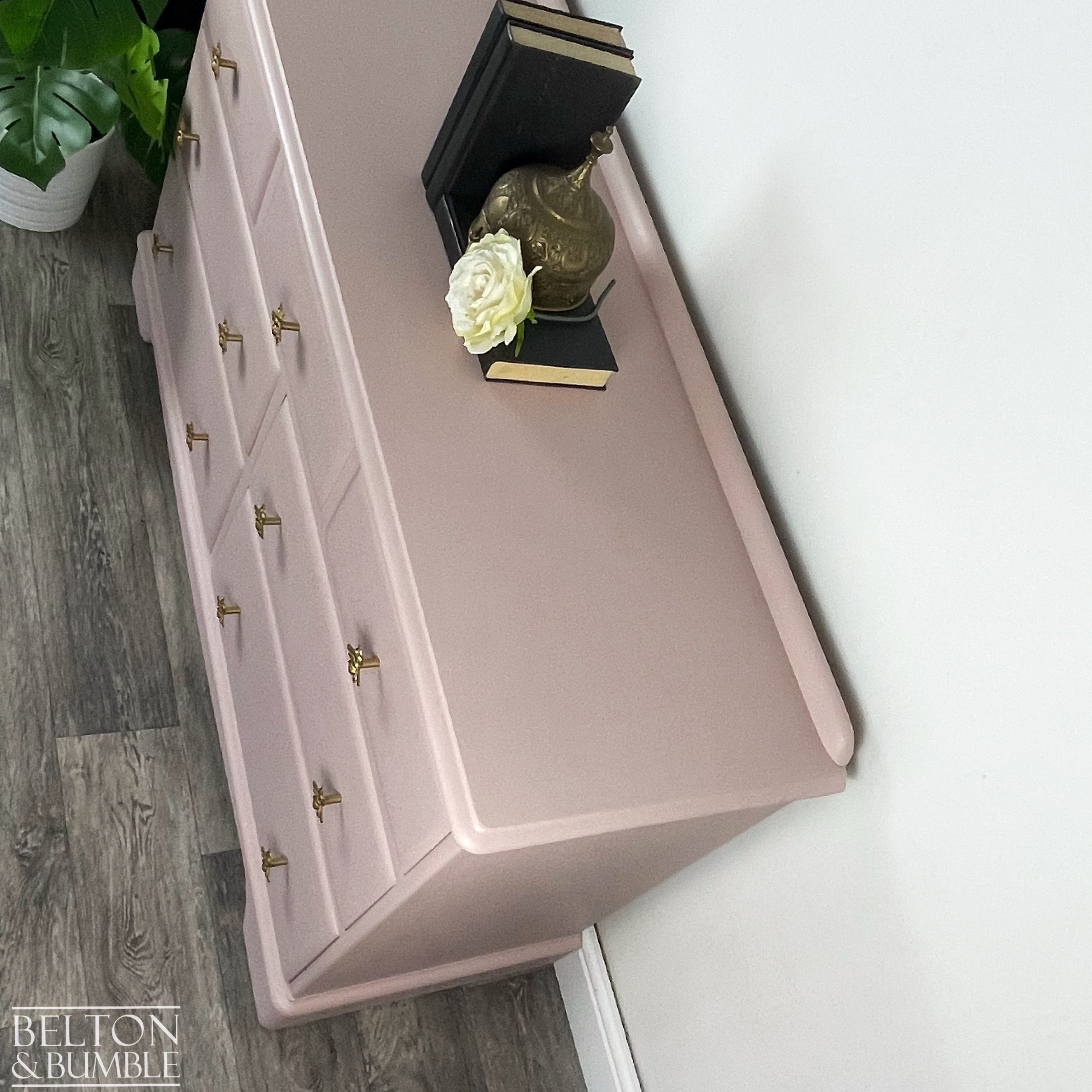 Large Seven Drawer Vintage Pine Merchants Chest of Drawers in Pale Pink-Belton & Bumble