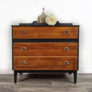 Mid-Century 3-Drawer Chest in Black and Teak-Belton & Butler