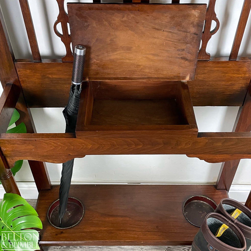Art Nouveau Hallway Stand with Mirror, Coat Hooks, Umbrella Holders, and Lift Lid Storage-Belton & Bumble