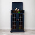 Solid Wood Carved Navy and Gold Cocktail Drinks Cabinet