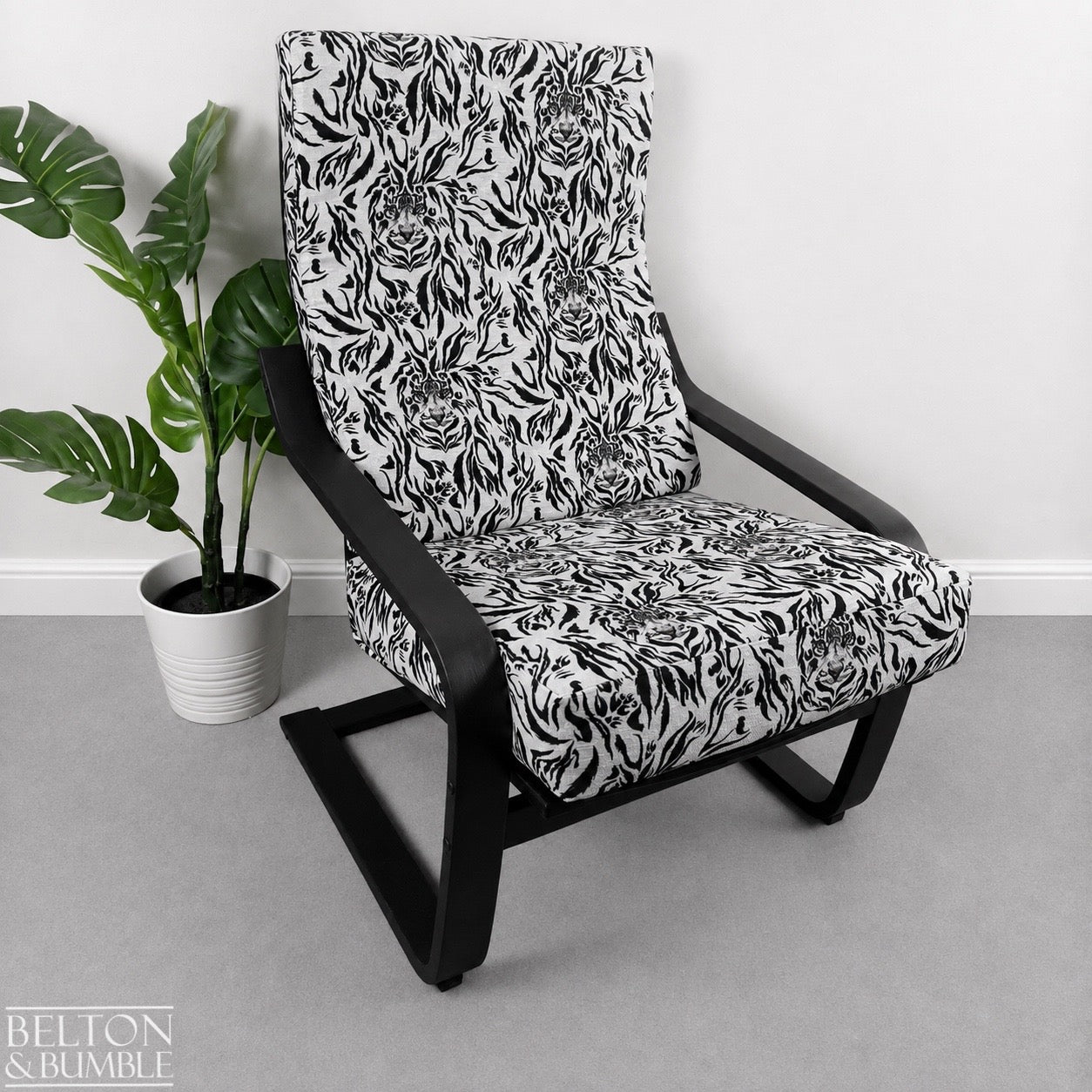 Monochrome Rocker Chair with Tiger Print