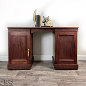 Vintage Mahogany Kneehole Desk with Hidden Drawers-Belton & Butler