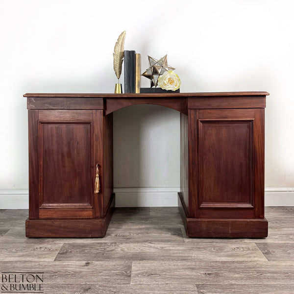 Vintage Mahogany Kneehole Desk with Hidden Drawers-Belton & Butler