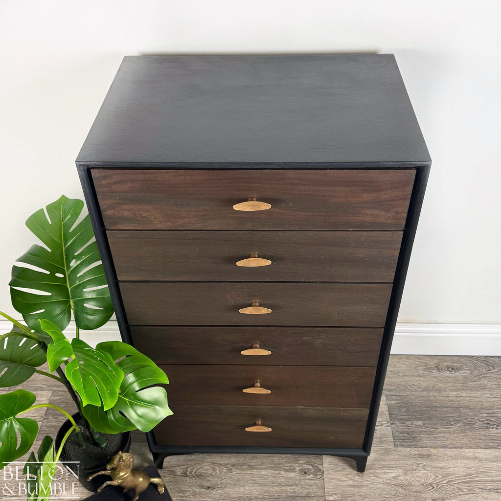 Six Drawer Mahogany Chest of Drawers in Black-Belton & Bumble