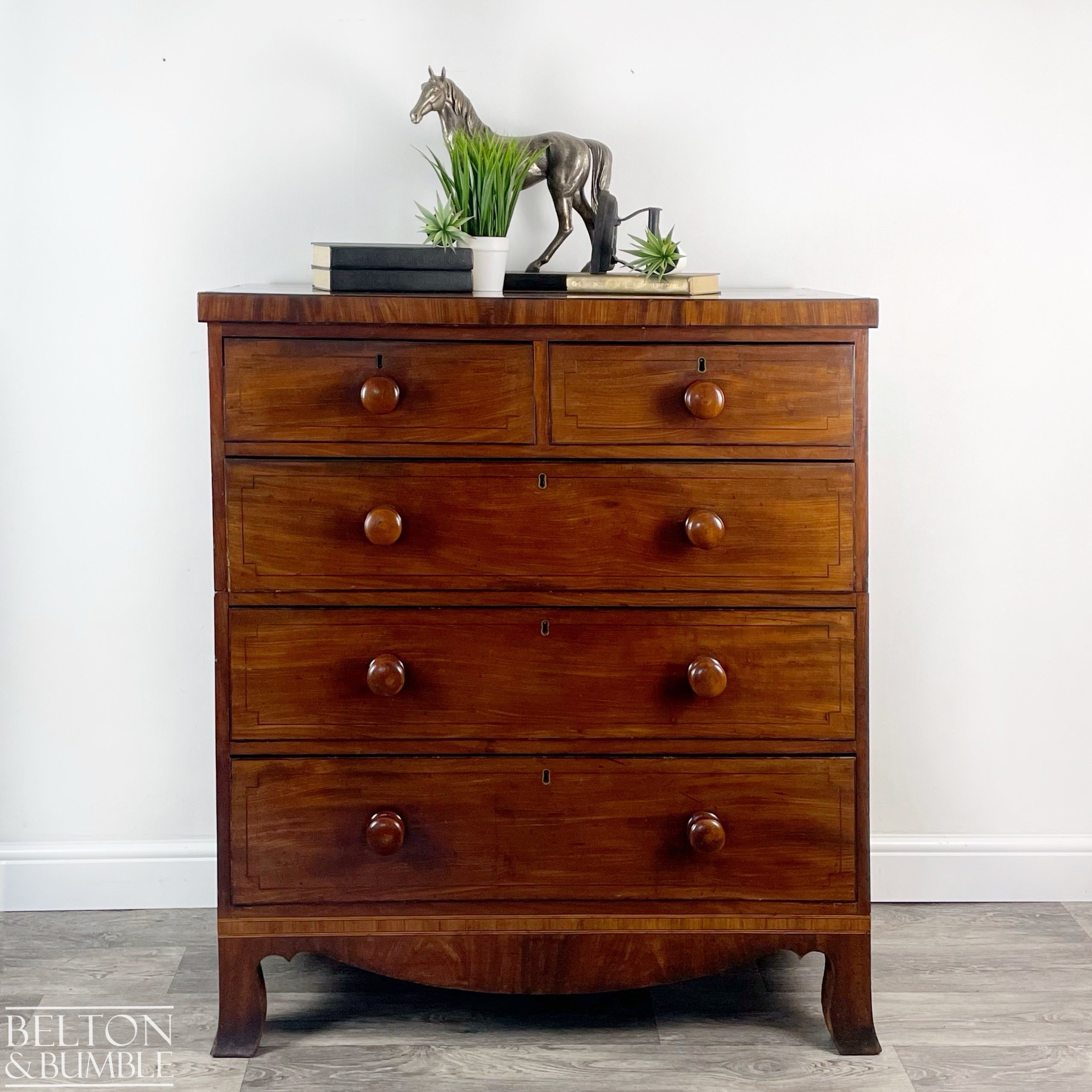 Victorian Mahogany Five Drawer Chest of Drawers-Belton & Bumble