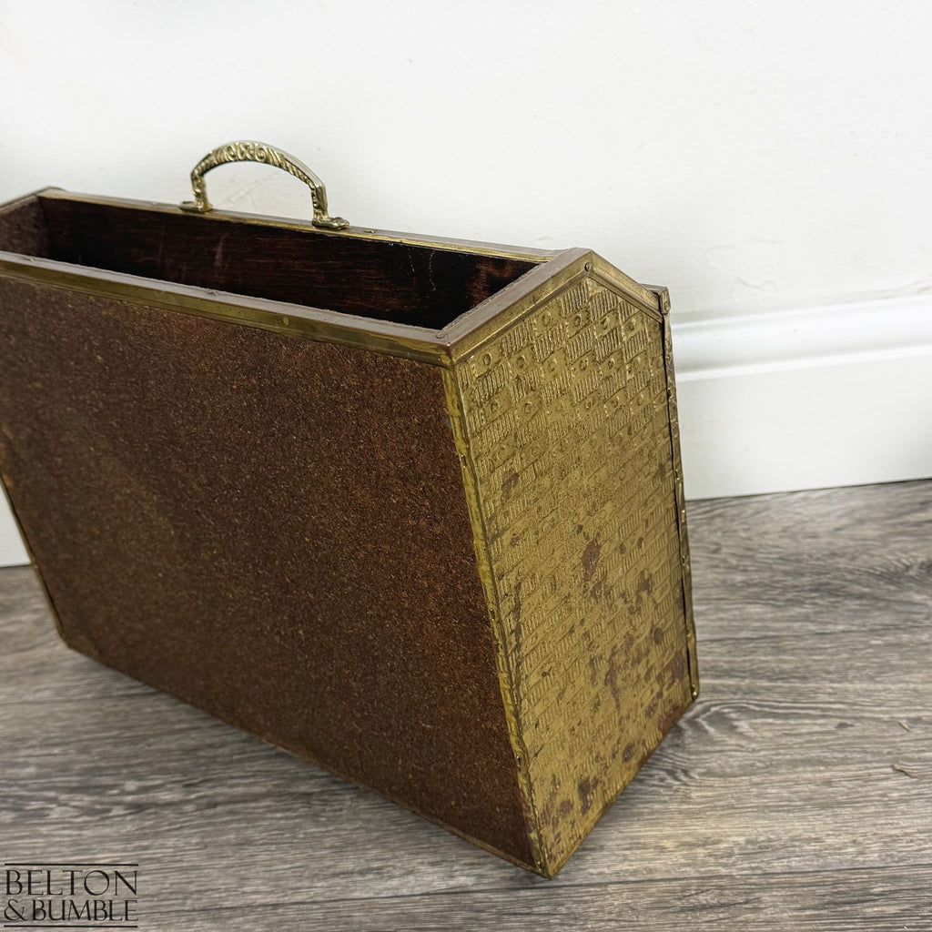 Vintage Brass Coaching Scene Magazine Rack by Lombard