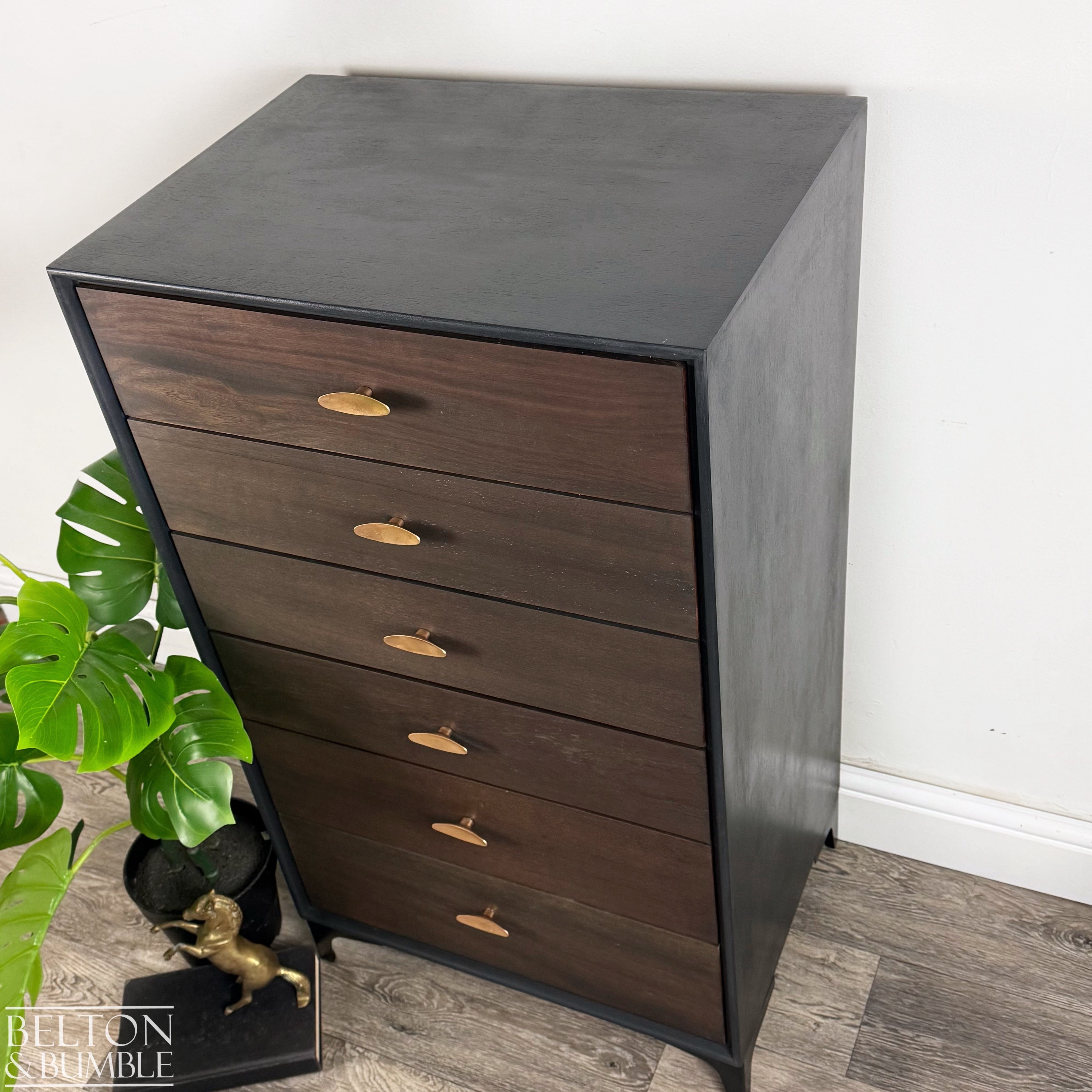 Six Drawer Mahogany Chest of Drawers in Black-Belton & Bumble