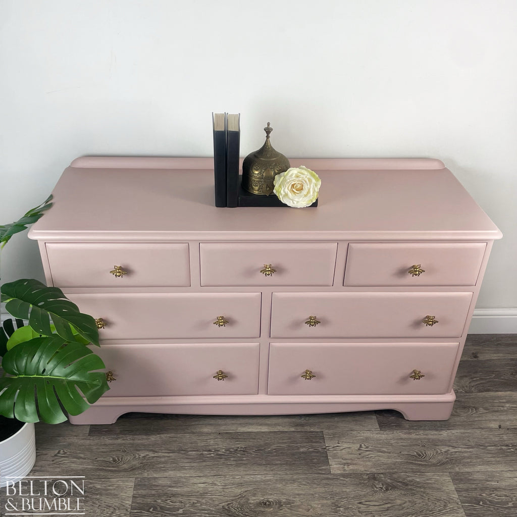 Large Seven Drawer Vintage Pine Merchants Chest of Drawers in Pale Pink-Belton & Bumble