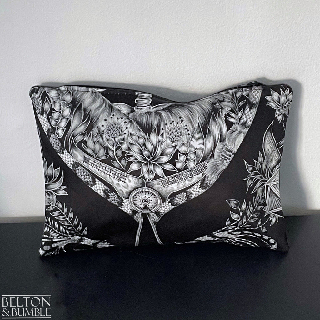 Handmade Make Up / Travel Toiletries Bag in “Silverback” Fabric by Emma Shipley-Belton & Bumble