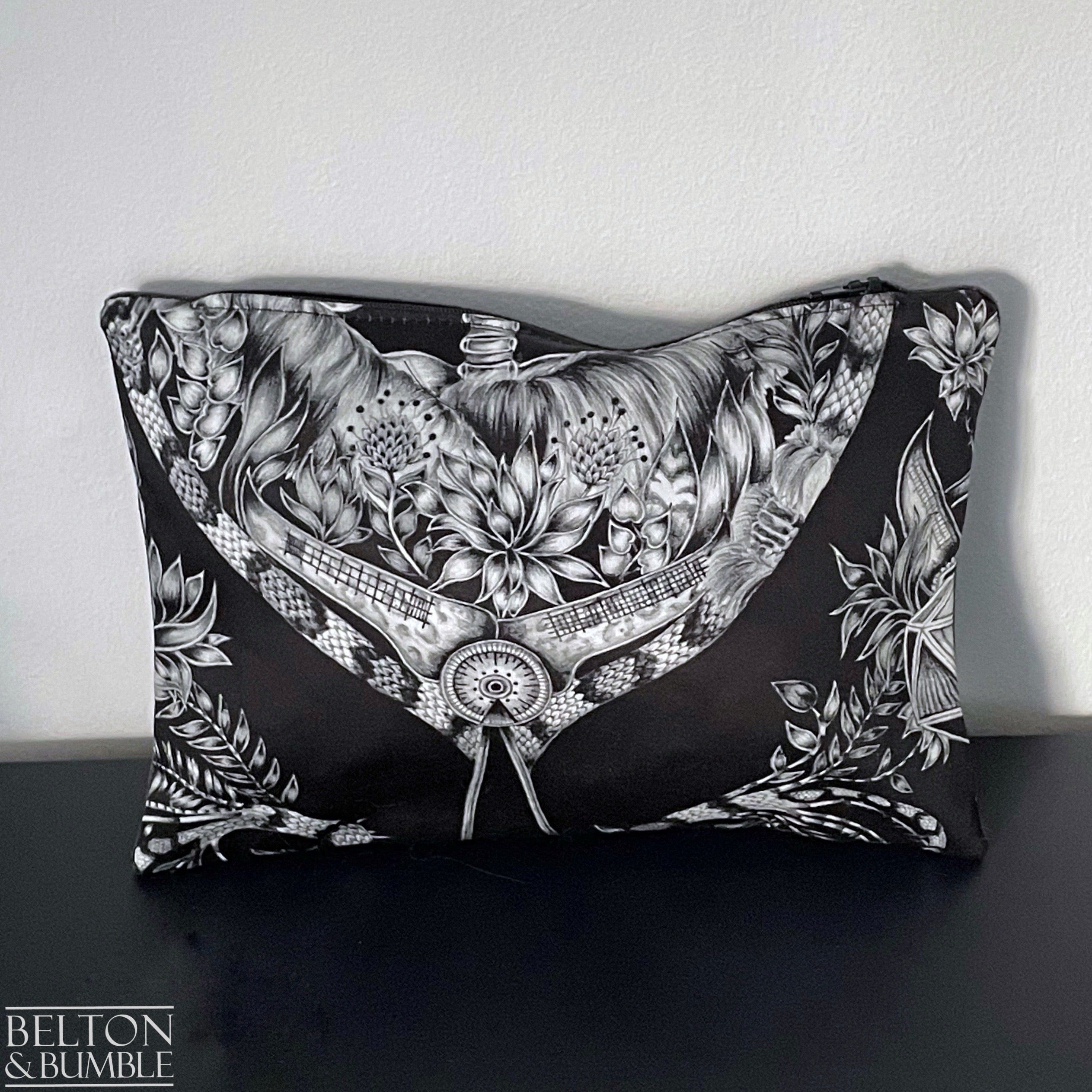 Handmade Make Up / Travel Toiletries Bag in “Silverback” Fabric by Emma Shipley-Belton & Bumble