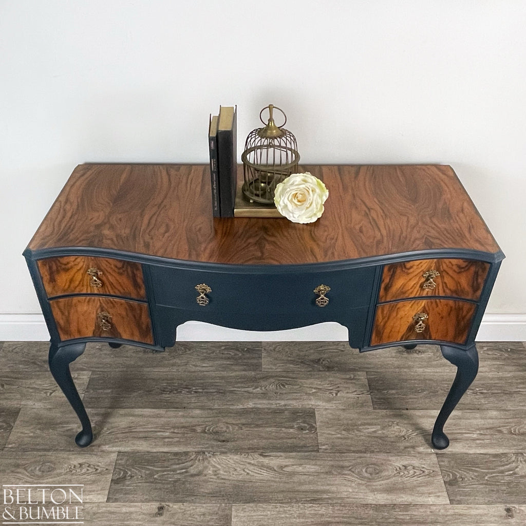 Walnut Desk / Dressing Table in Blue-Belton & Bumble