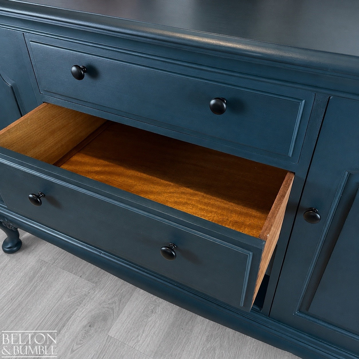 Solid Wood Carved Blue Drinks Cabinet Sideboard