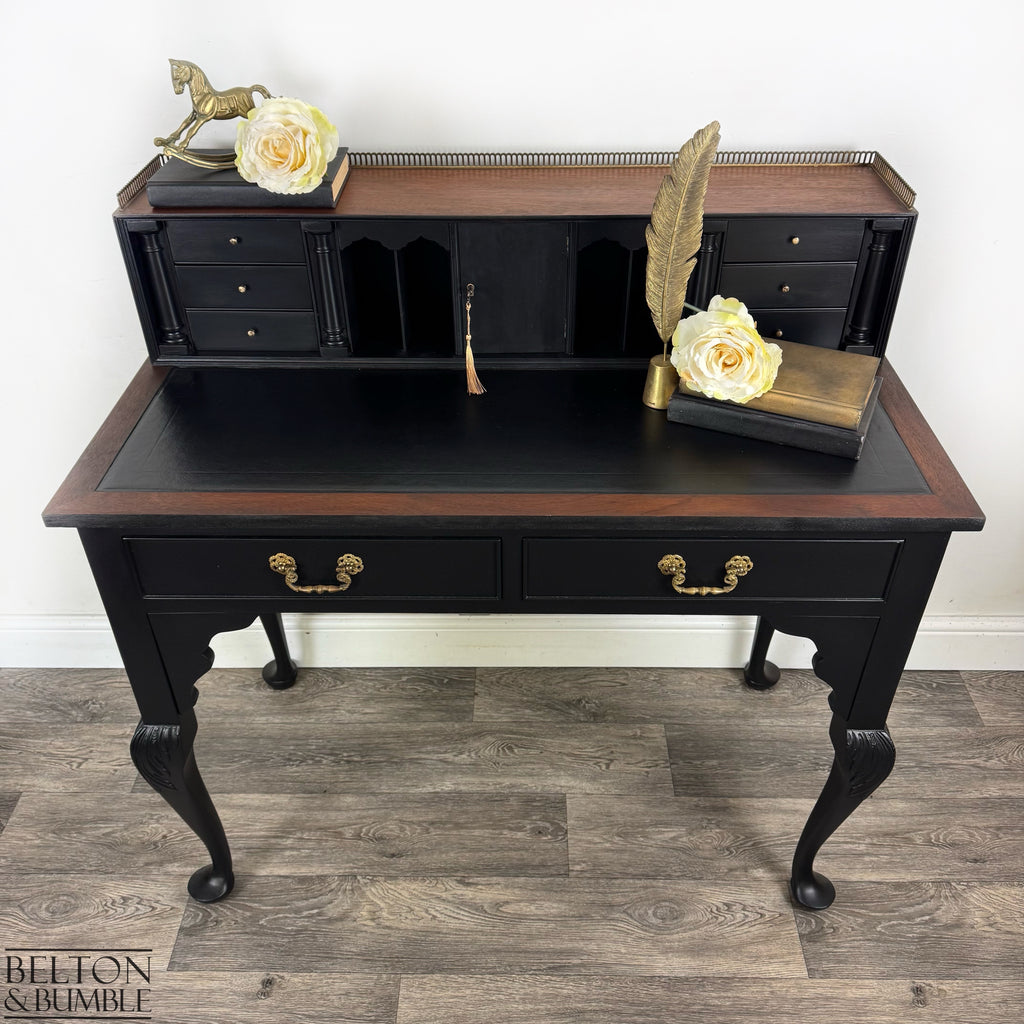 Vintage Writing Desk with Hidden Drawers in Black