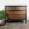 Bow Fronted Four Drawer Bird’s Eye Maple Chest of Drawers in Green