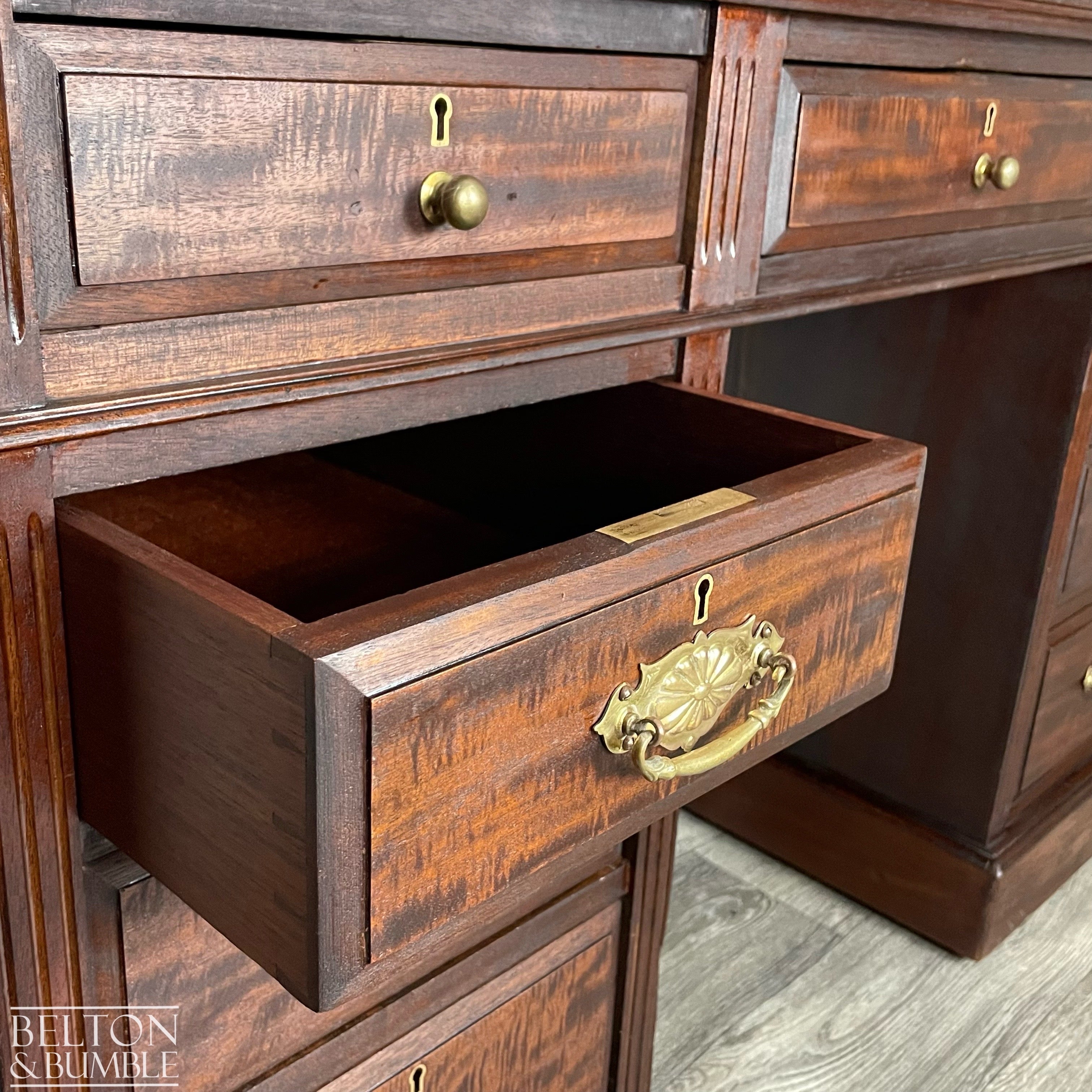 Mahogany Nine Drawer Twin Pedestal Desk-Belton & Bumble