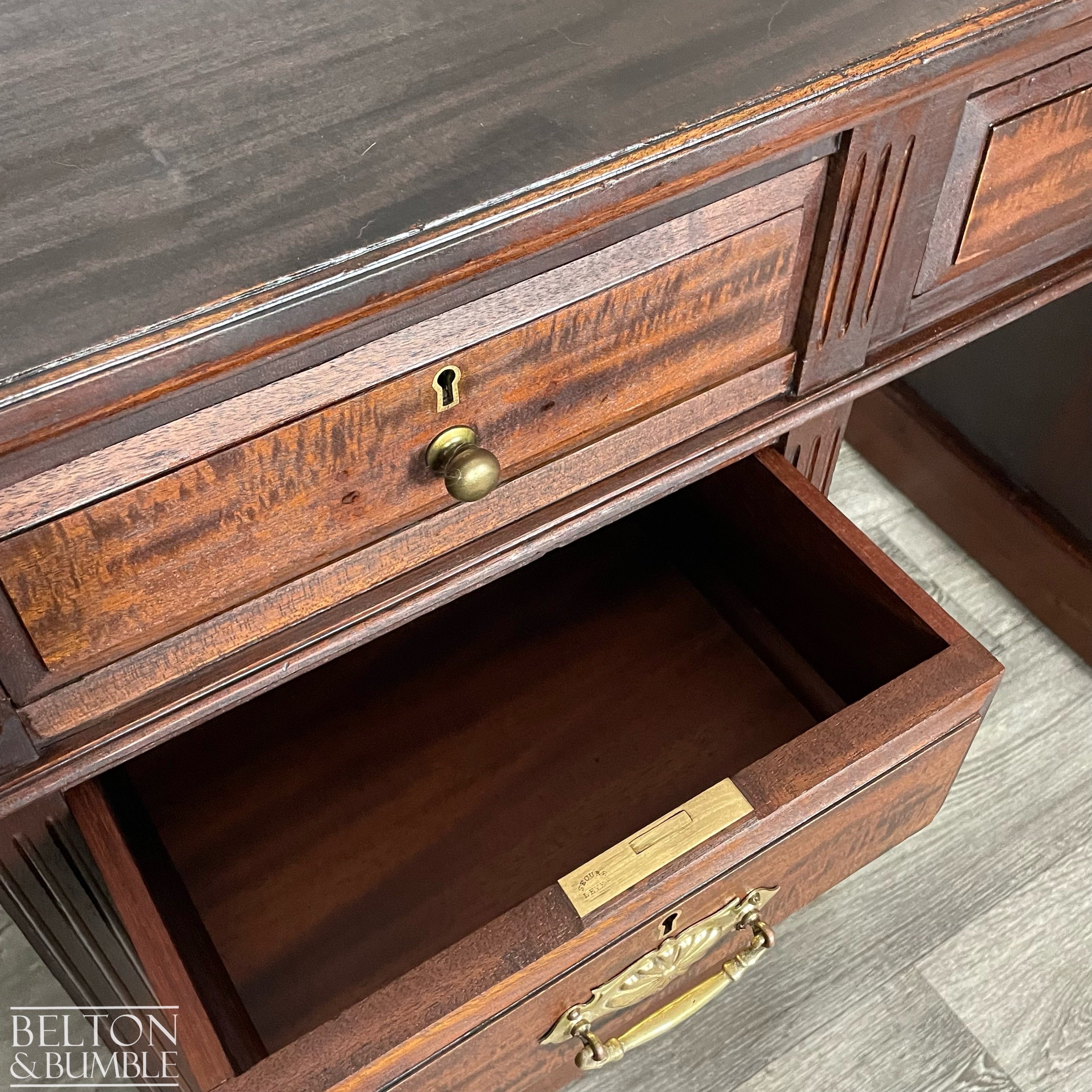 Mahogany Nine Drawer Twin Pedestal Desk-Belton & Bumble