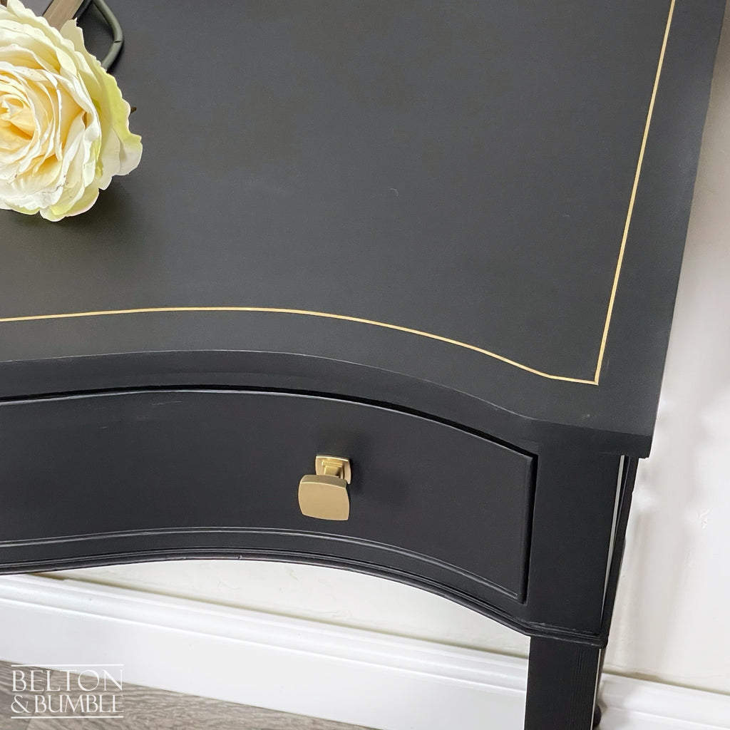 Tall Console or Sofa Table, Bow Fronted with Drawers in Black-Belton & Bumble