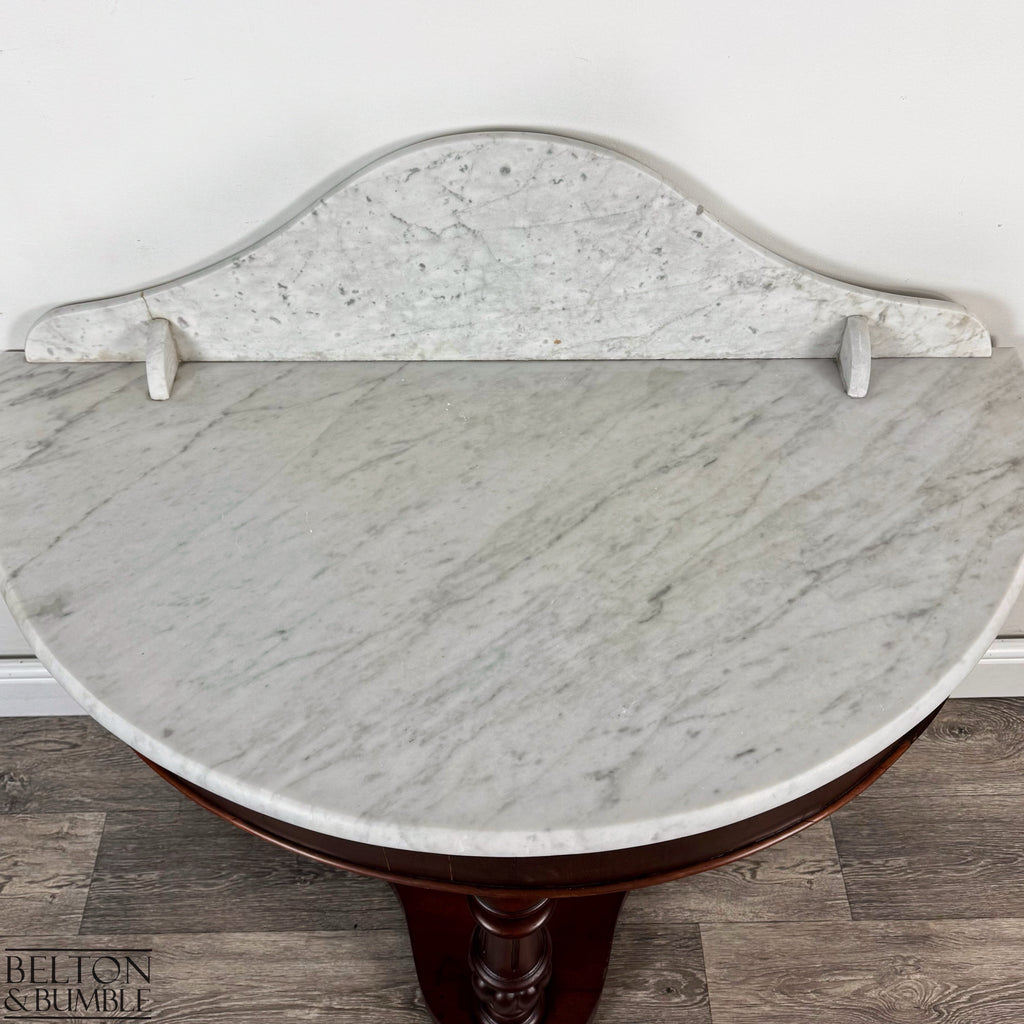 Late Victorian Duchess Style Mahogany Marble Washstand, Demi Lune Table-Belton & Bumble