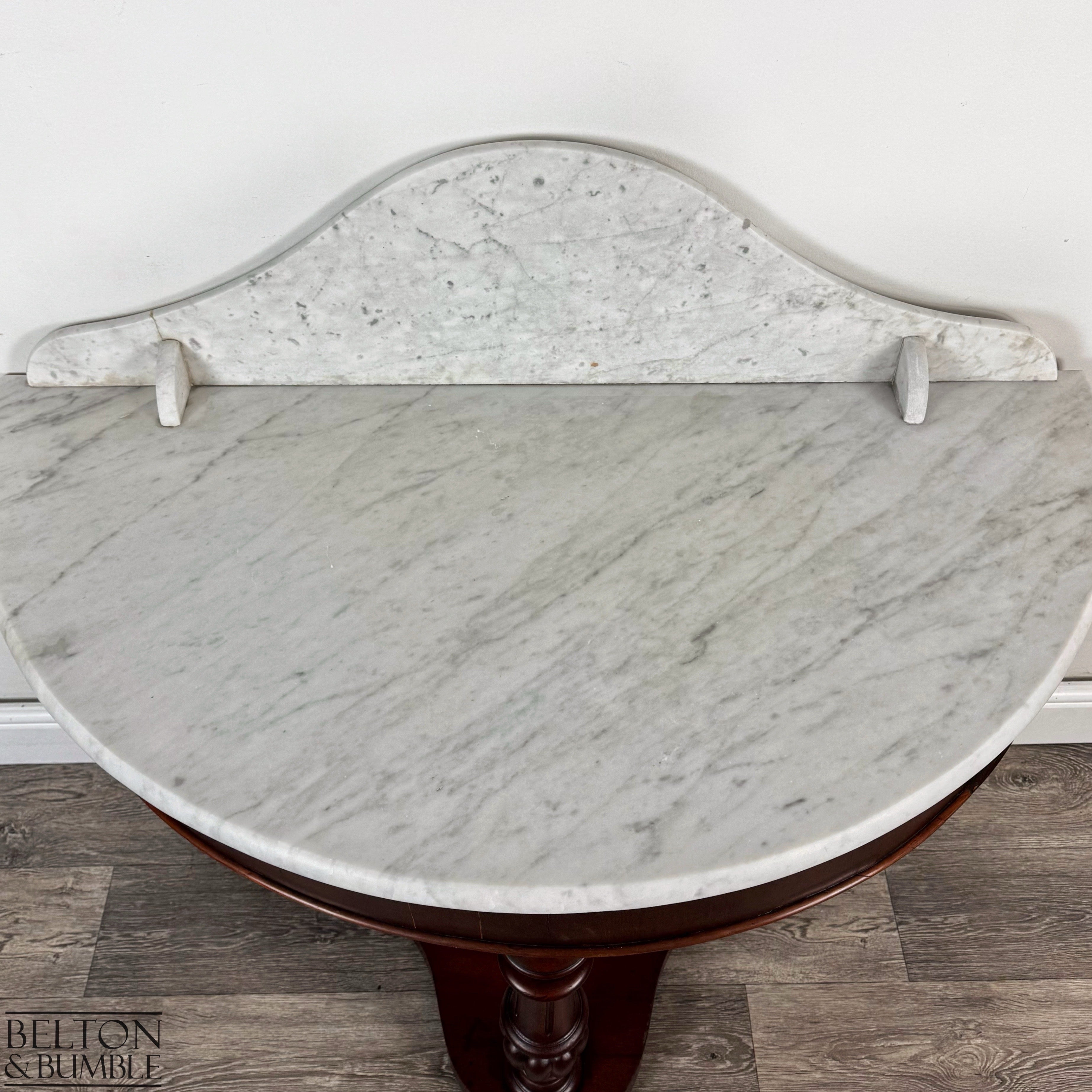 Late Victorian Duchess Style Mahogany Marble Washstand, Demi Lune Table-Belton & Bumble