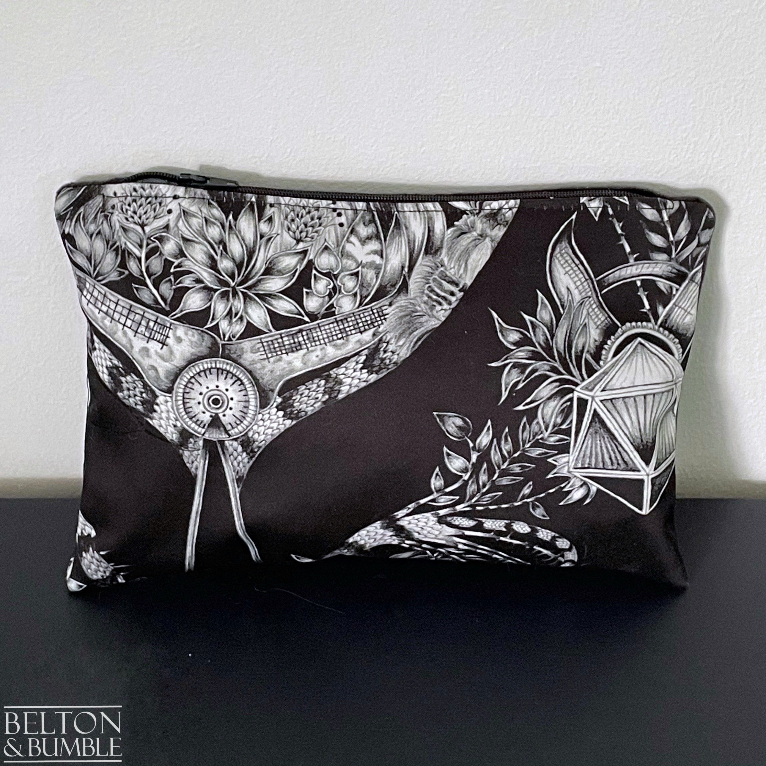Handmade Make Up / Travel Toiletries Bag in “Silverback” Fabric by Emma Shipley-Belton & Bumble