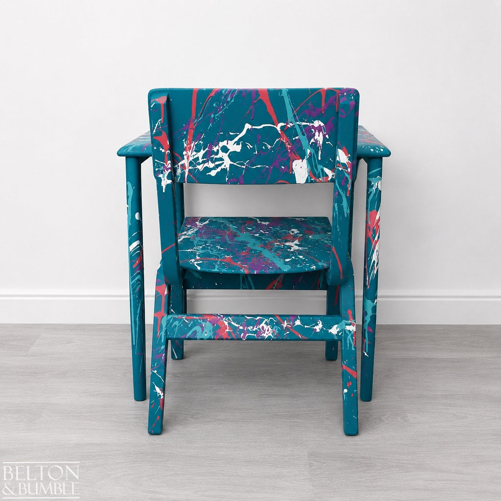 Teal Paint-Splattered Children’s Table & Chair Set