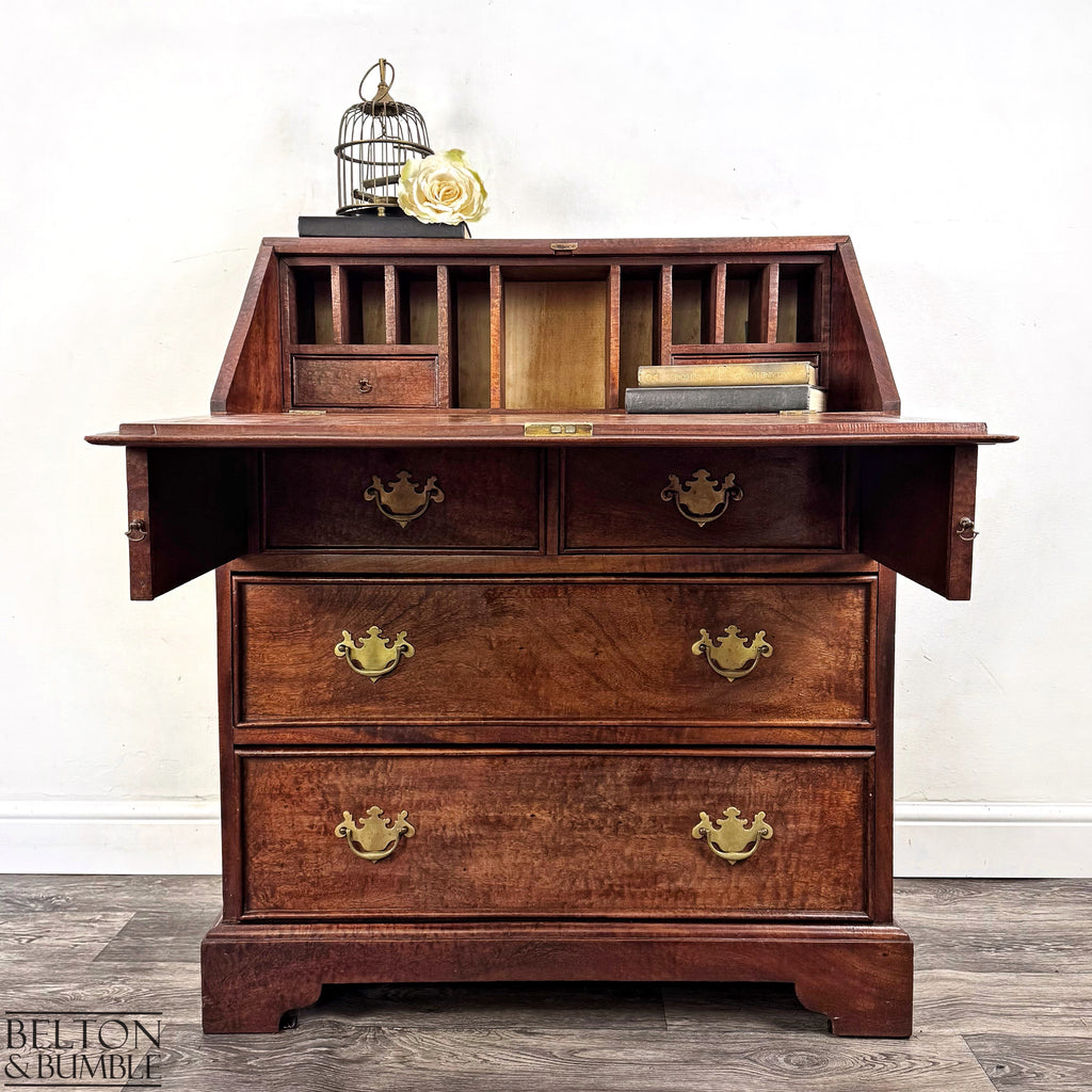 Georgian Mahogany Slant Front Bureau Antique Writing Desk with Fitted Interior-Belton & Bumble