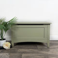 Pine Blanket Box in Lichen Green with Removable Cushion