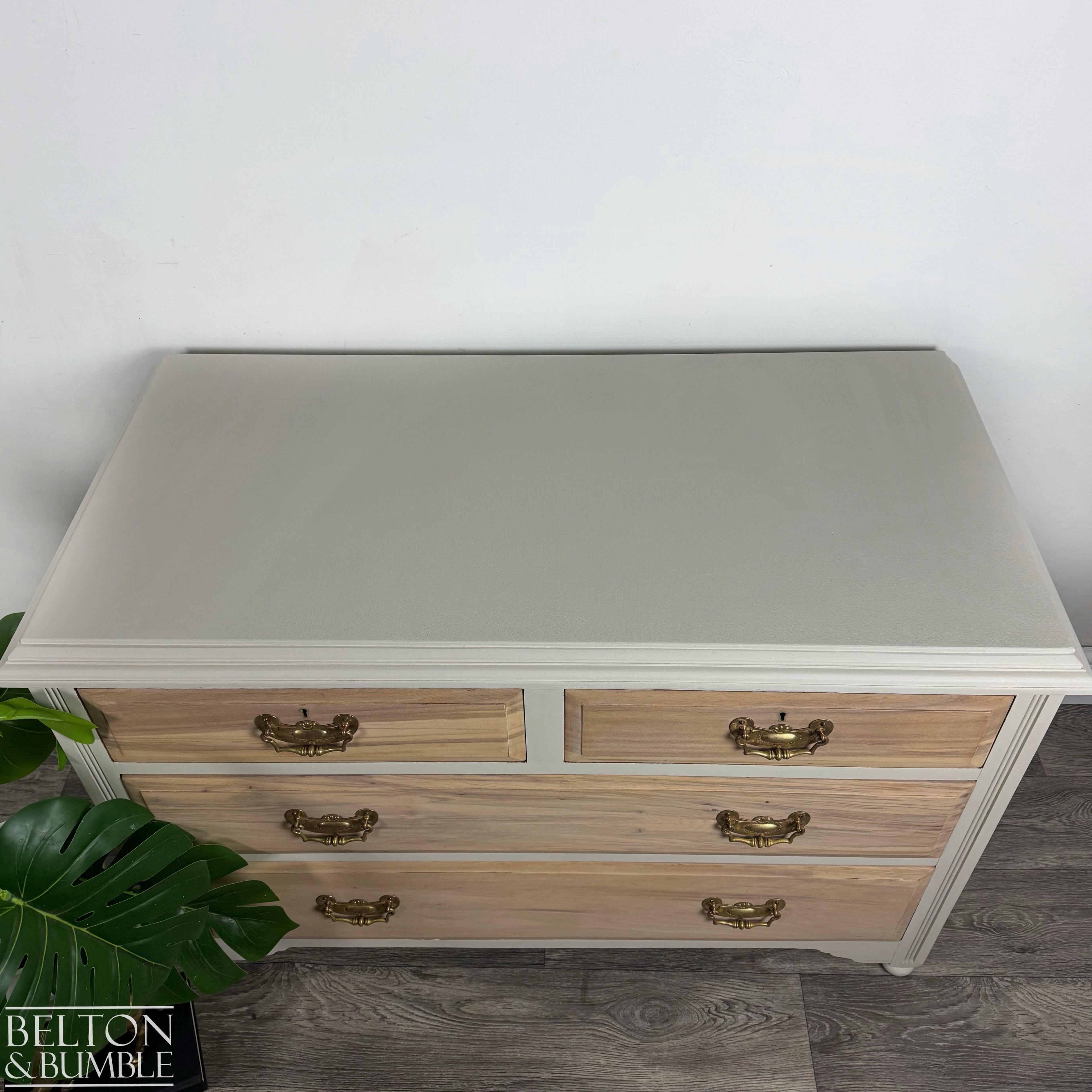 Vintage Pine Four Drawer Chest of Drawers in Cream