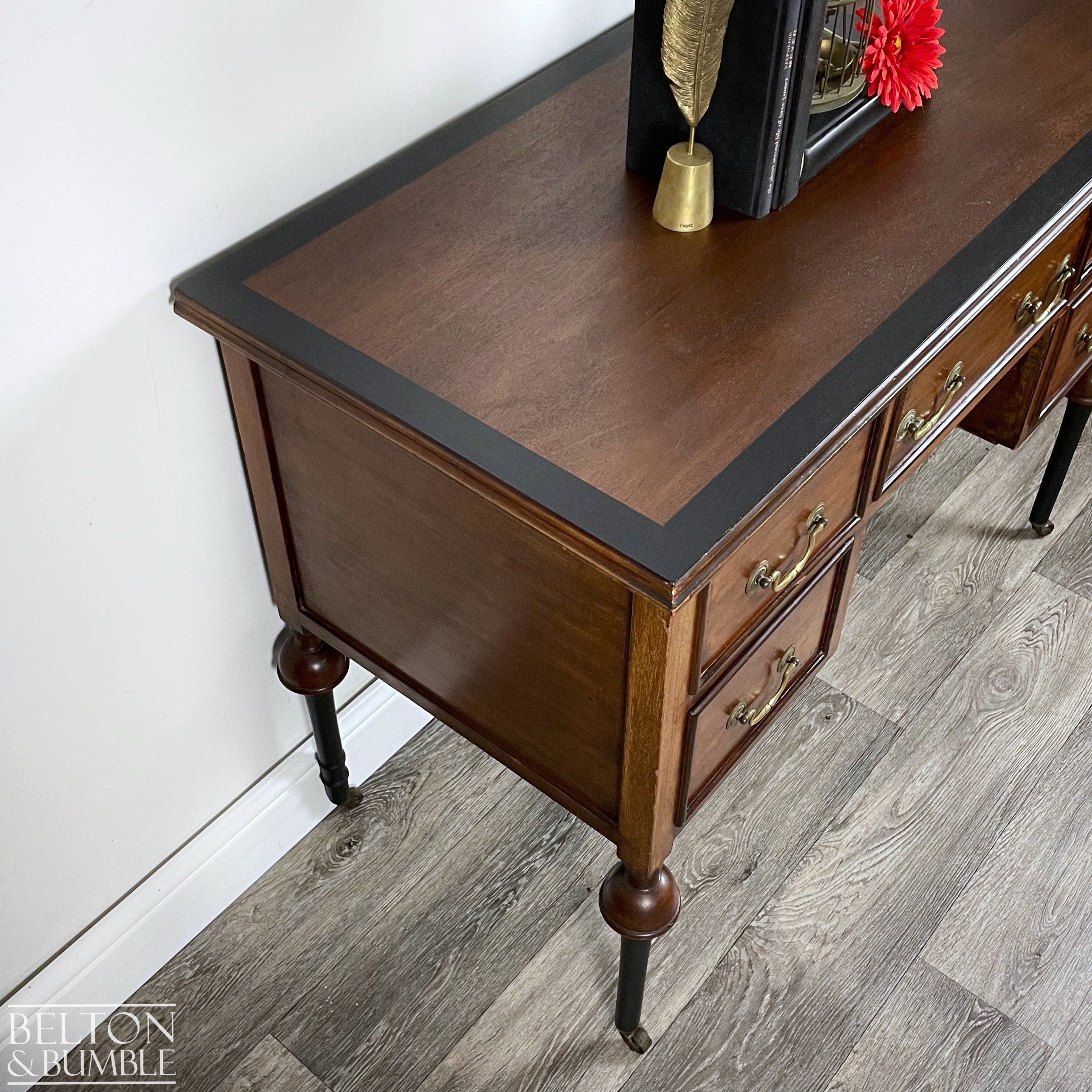 Mahogany Five Drawer Desk / Dressing Table-Belton & Bumble