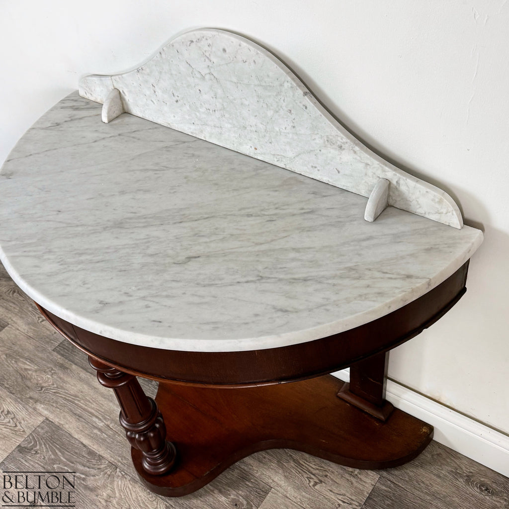 Late Victorian Duchess Style Mahogany Marble Washstand, Demi Lune Table-Belton & Bumble