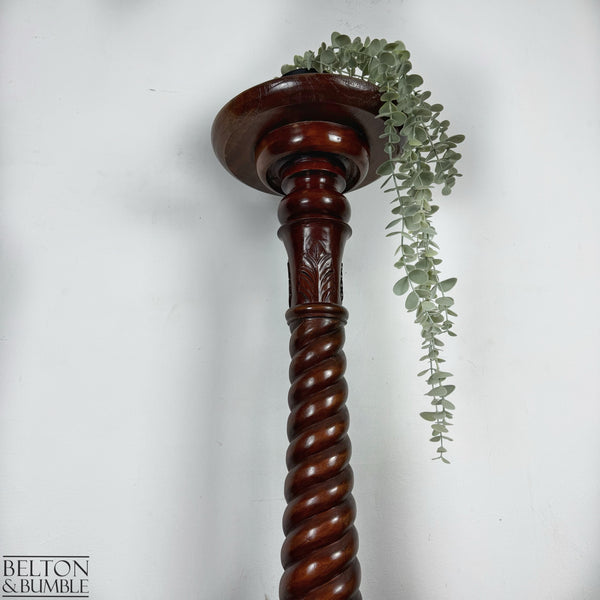 Vintage Solid Wood Carved Torchere Plant Stand / Pedestal