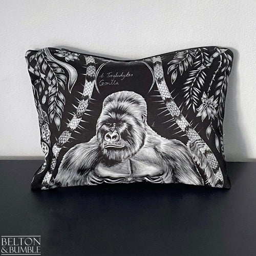 Handmade Make Up / Travel Toiletries Bag in “Silverback” Fabric by Emma Shipley-Belton & Bumble