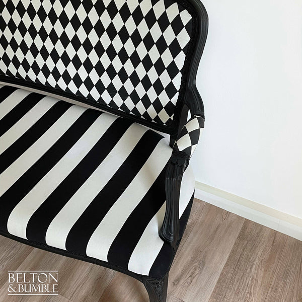 Black and White Louis Style Two Seater Chair-Belton & Butler