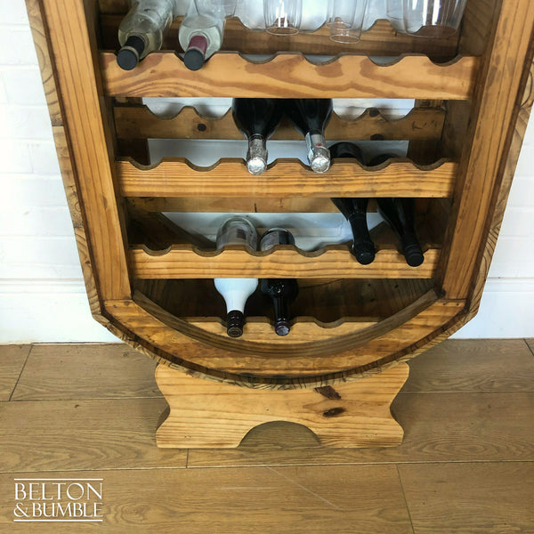 Barrel Style Oval Bottle and Glass Rack – Interior detail view with usable storage
