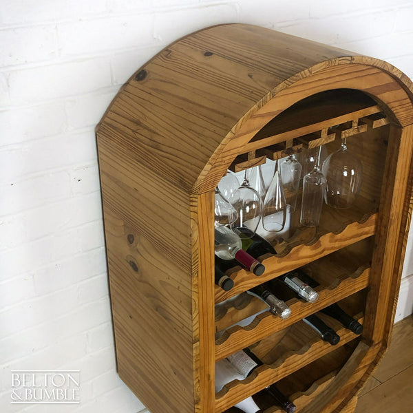 Barrel Style Oval Bottle and Glass Rack – Top surface detail showing smooth edge profile