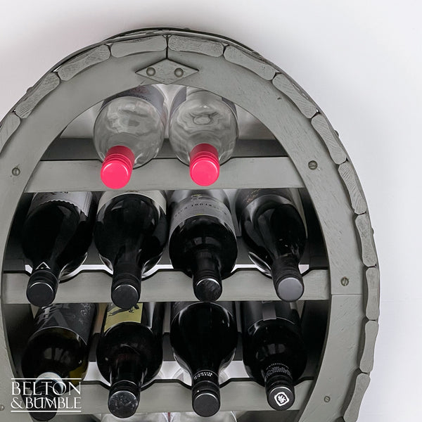 Barrel Style Oval Wine Bottle Rack For Worktop – Interior detail view with usable storage