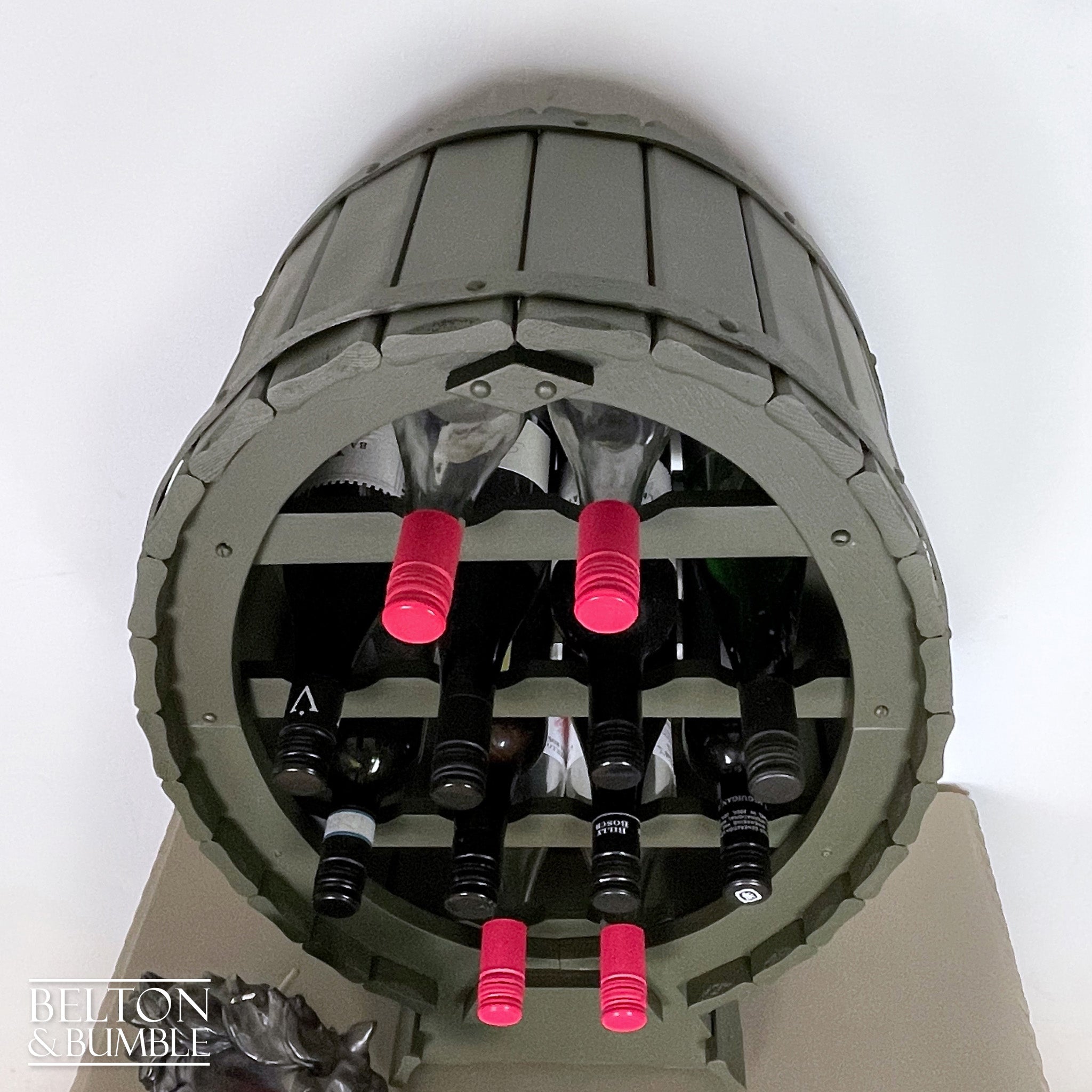 Barrel Style Oval Wine Bottle Rack For Worktop – Top surface detail showing smooth, satin finish and edge profile