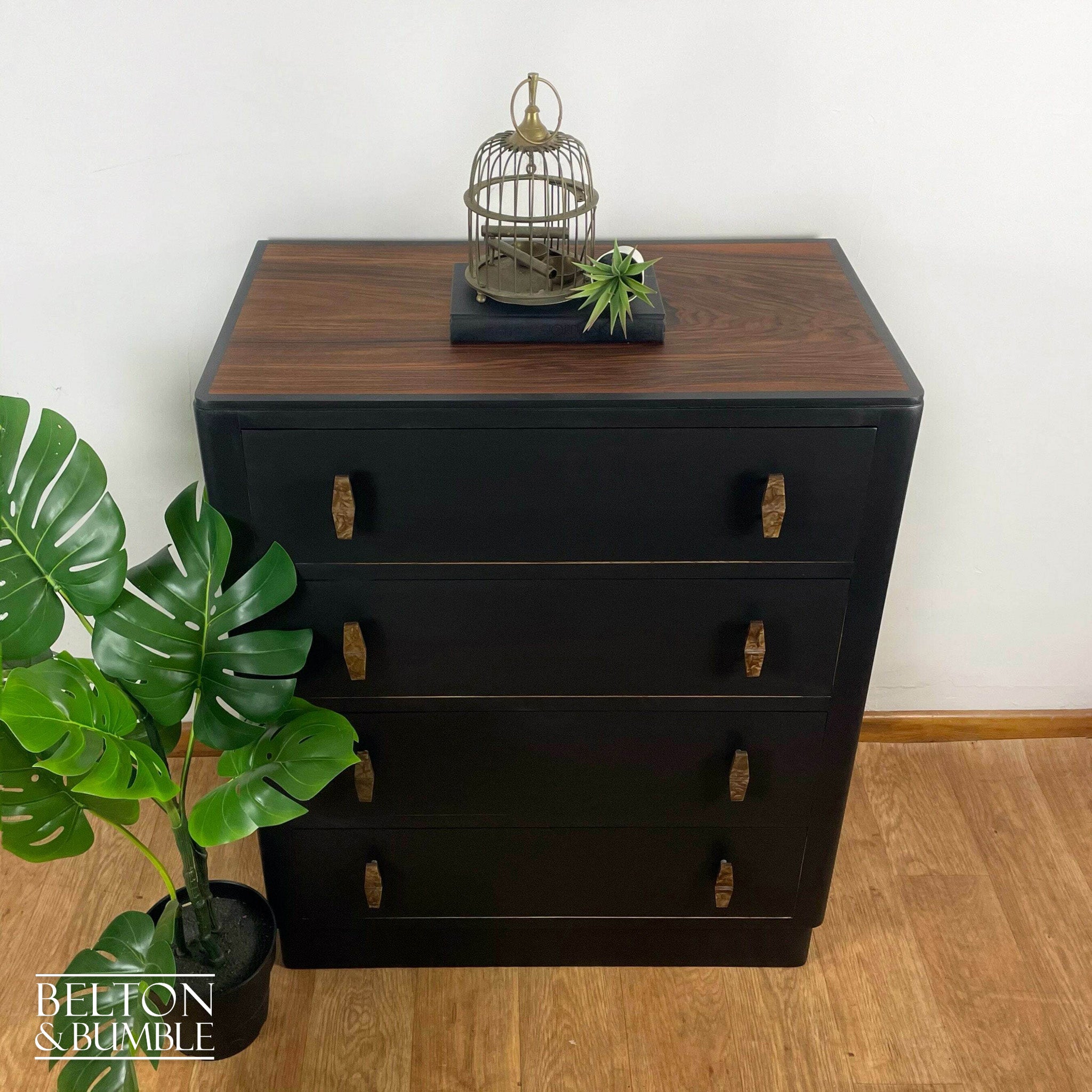 Four Drawer Chest of Drawers in Black and Walnut-Belton & Bumble
