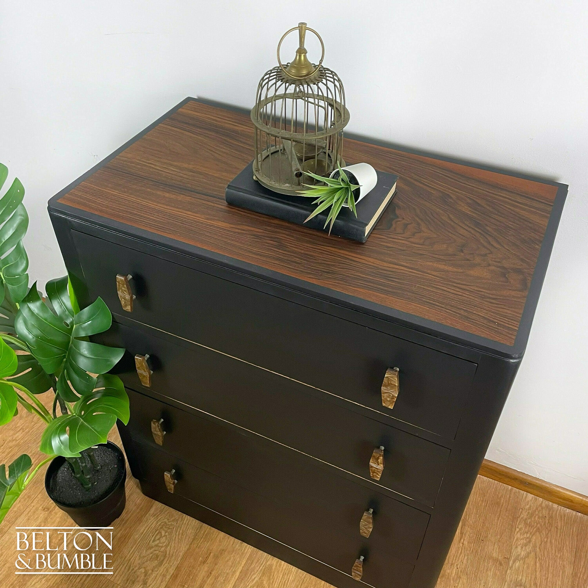 Four Drawer Chest of Drawers in Black and Walnut-Belton & Bumble