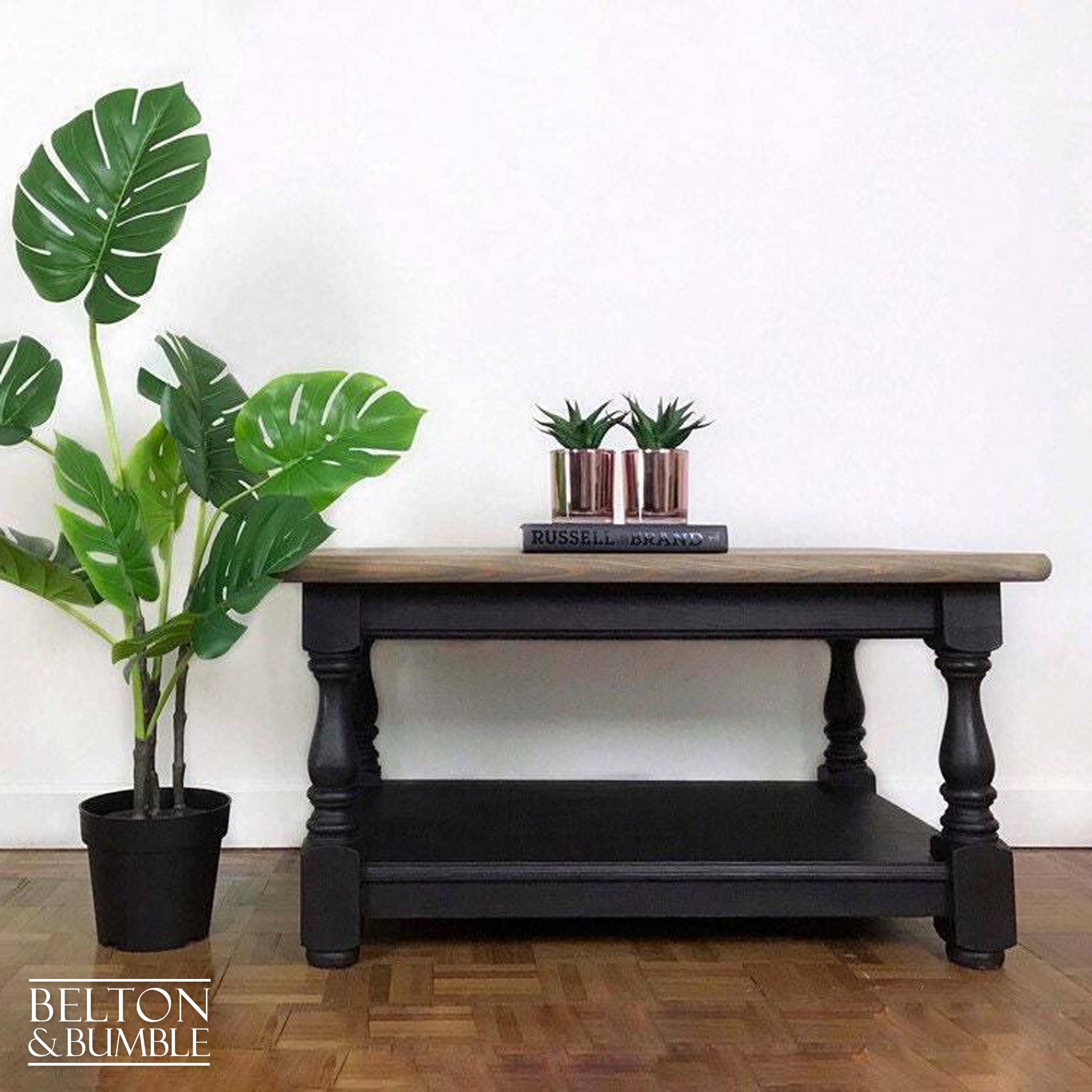Black and Grey Stained Solid Wood Coffee Table-Belton & Bumble