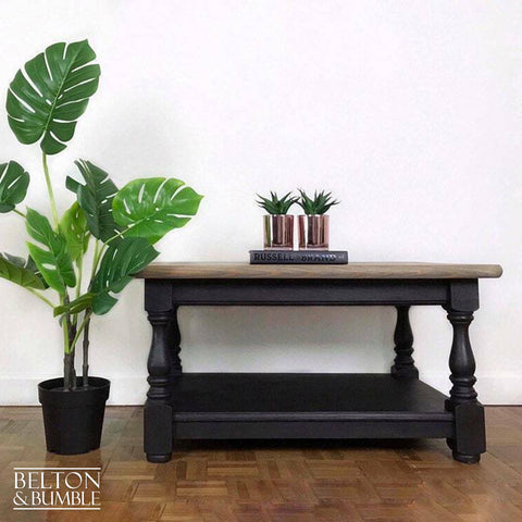 Black and Grey Stained Solid Wood Coffee Table-Belton & Butler