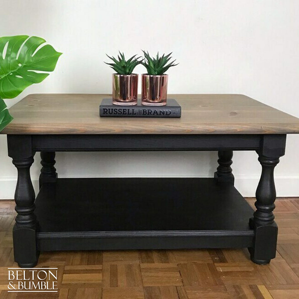 Black and Grey Stained Solid Wood Coffee Table-Belton & Bumble