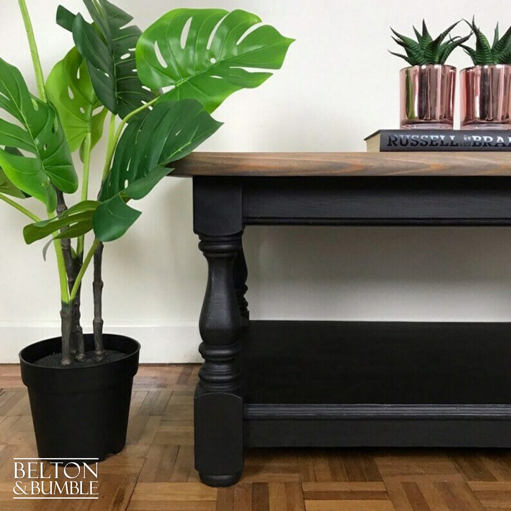 Black and Grey Stained Solid Wood Coffee Table-Belton & Bumble