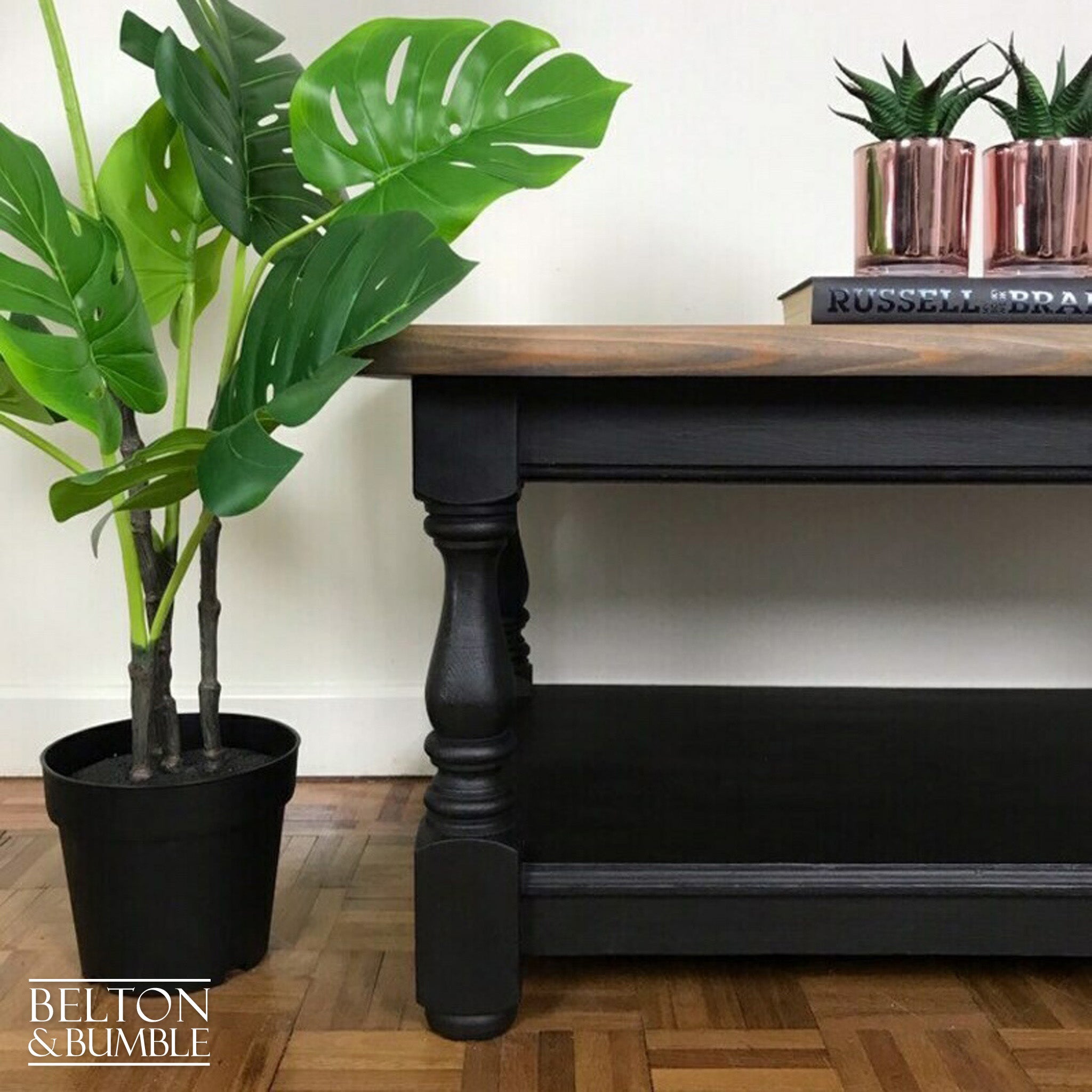 Black and Grey Stained Solid Wood Coffee Table-Belton & Bumble