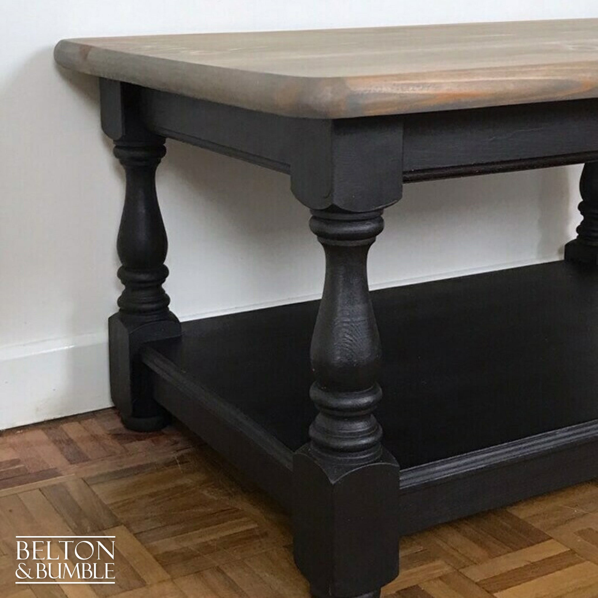 Black and Grey Stained Solid Wood Coffee Table-Belton & Bumble