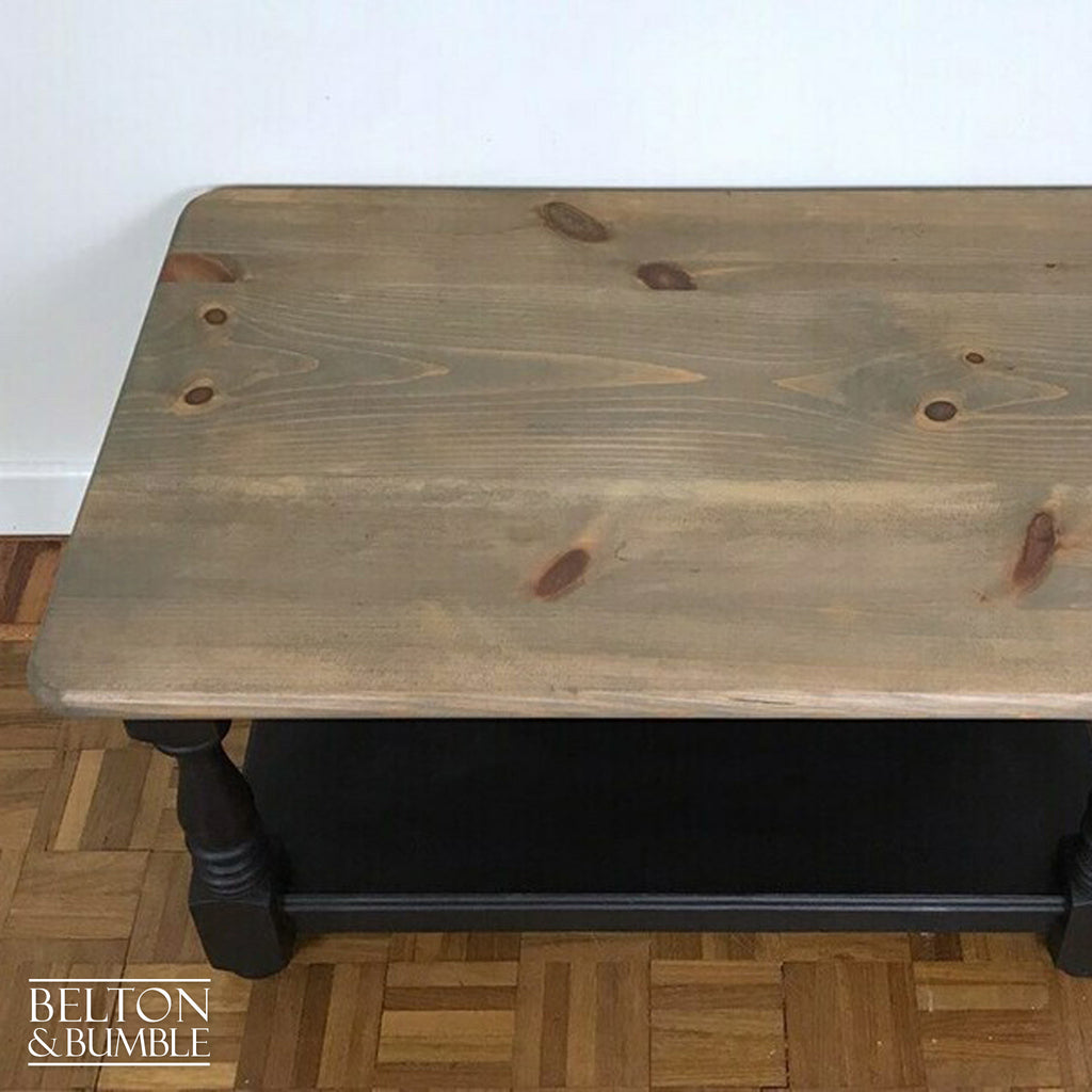 Black and Grey Stained Solid Wood Coffee Table-Belton & Bumble