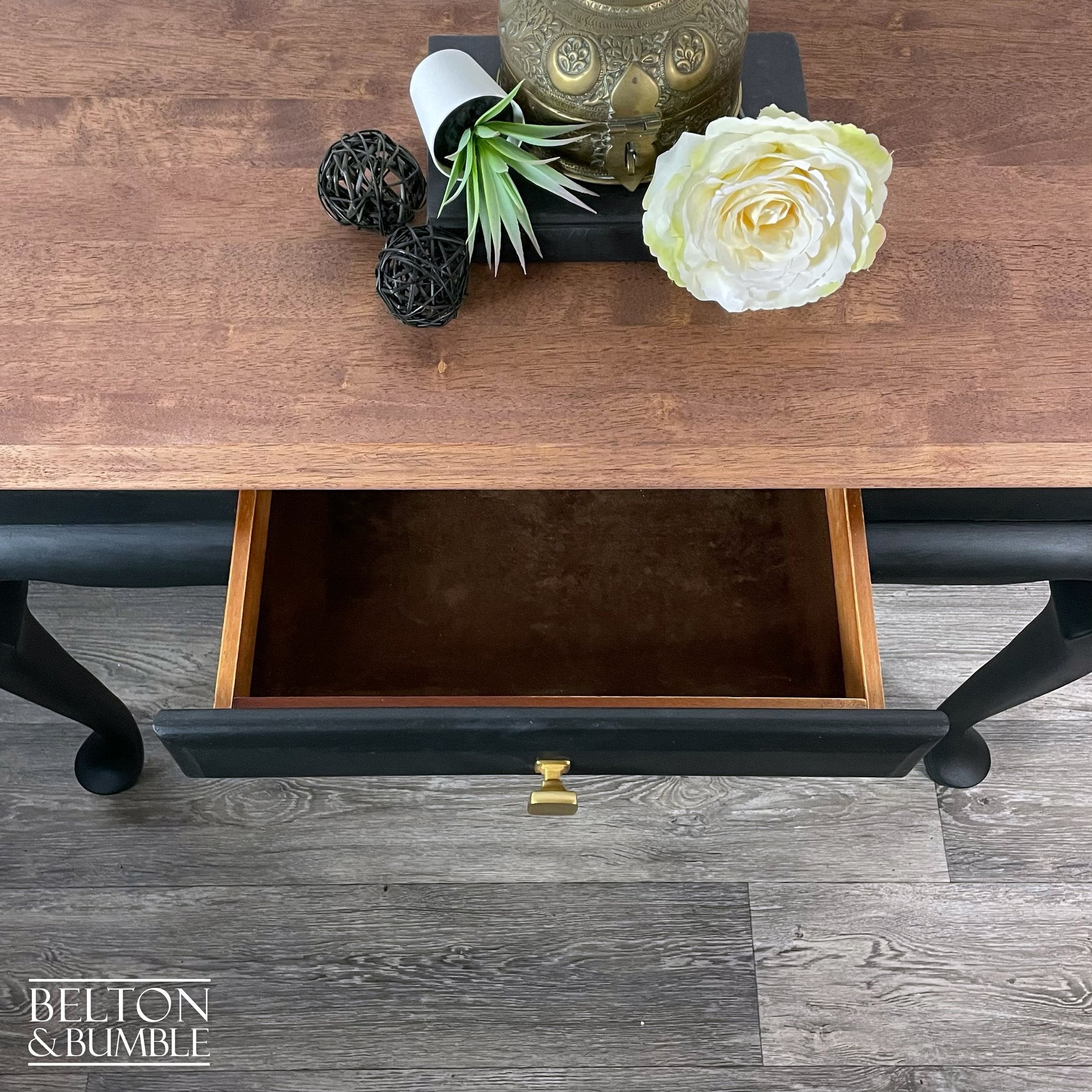 Carved Console Table in Black-Belton & Bumble