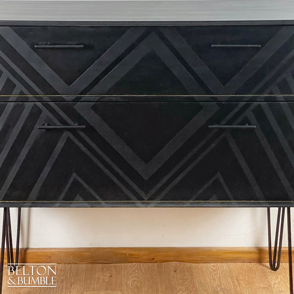 Drinks Cabinet or Record Cabinet in Black with Lift Lid and Fall Front-Belton & Bumble