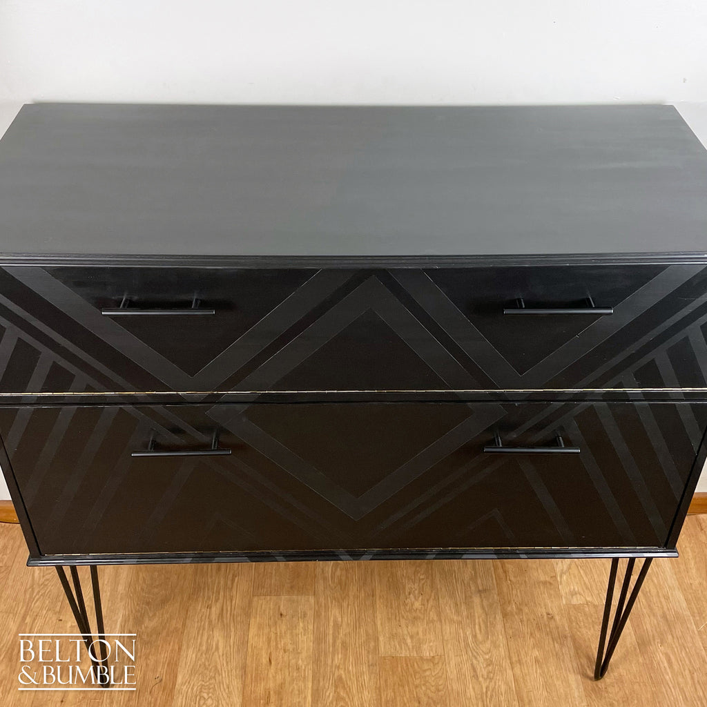 Drinks Cabinet or Record Cabinet in Black with Lift Lid and Fall Front-Belton & Bumble